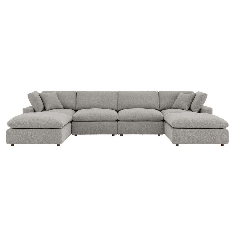 Modway - Commix Down Filled Overstuffed Boucle 6-Piece Sectional Sofa in Light Gray - EEI-6366-LGR