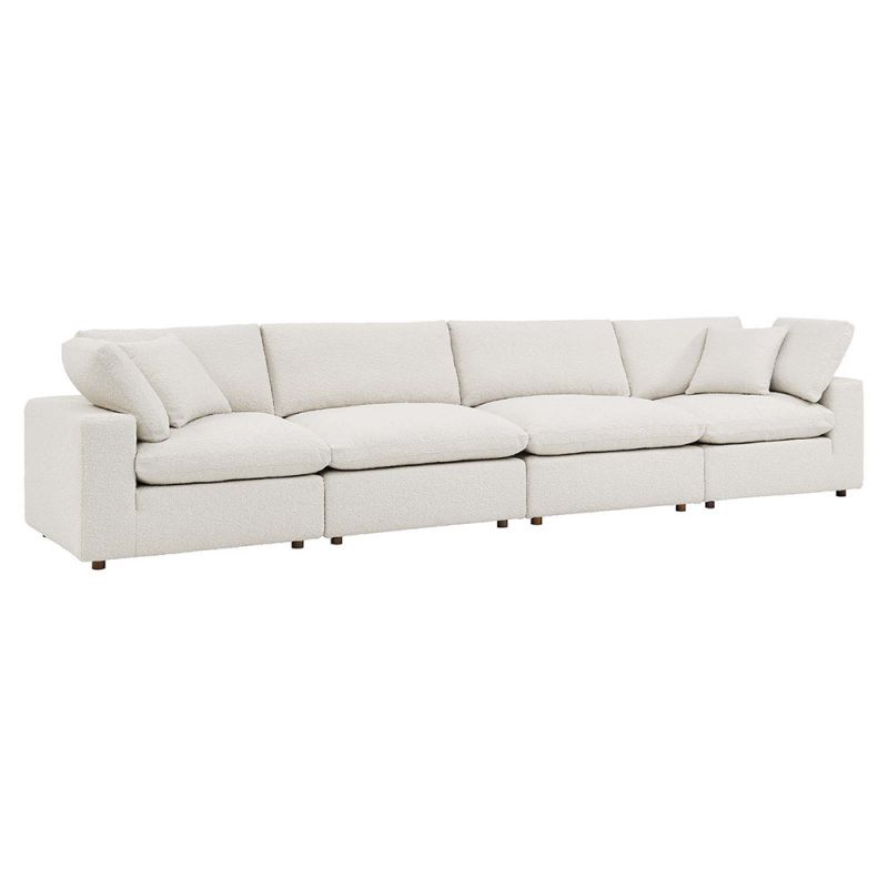 Modway - Commix Down Filled Overstuffed Boucle Fabric 4-Seater Sofa in Ivory - EEI-6364-IVO