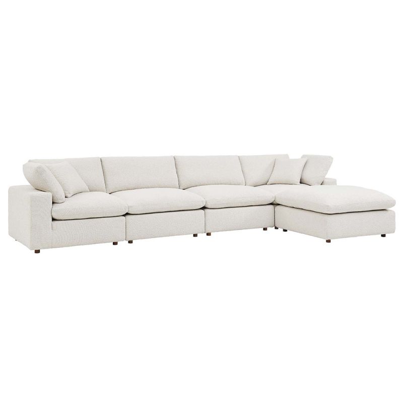Modway - Commix Down Filled Overstuffed Boucle Fabric 5-Piece Sectional Sofa in Ivory - EEI-6365-IVO