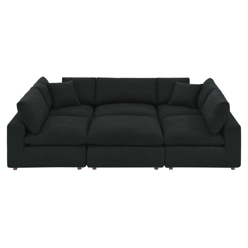 Modway - Commix Down Filled Overstuffed Boucle Fabric 6-Piece Sectional Sofa in Black - EEI-6372-BLK
