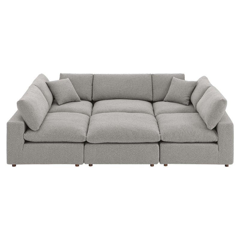 Modway - Commix Down Filled Overstuffed Boucle Fabric 6-Piece Sectional Sofa in Light Gray - EEI-6372-LGR