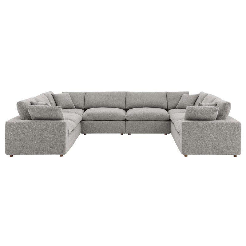 Modway - Commix Down Filled Overstuffed Boucle Fabric 8-Piece Sectional Sofa in Light Gray - EEI-6371-LGR