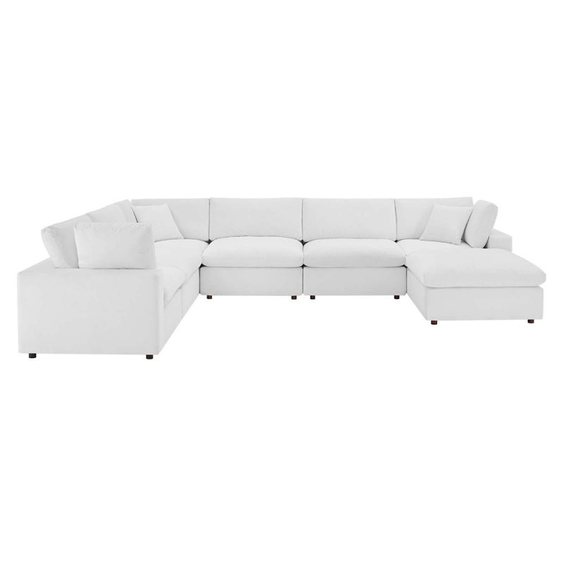 Modway - Commix Down Filled Overstuffed Performance Velvet 7-Piece Sectional Sofa in White - EEI-4825-WHI