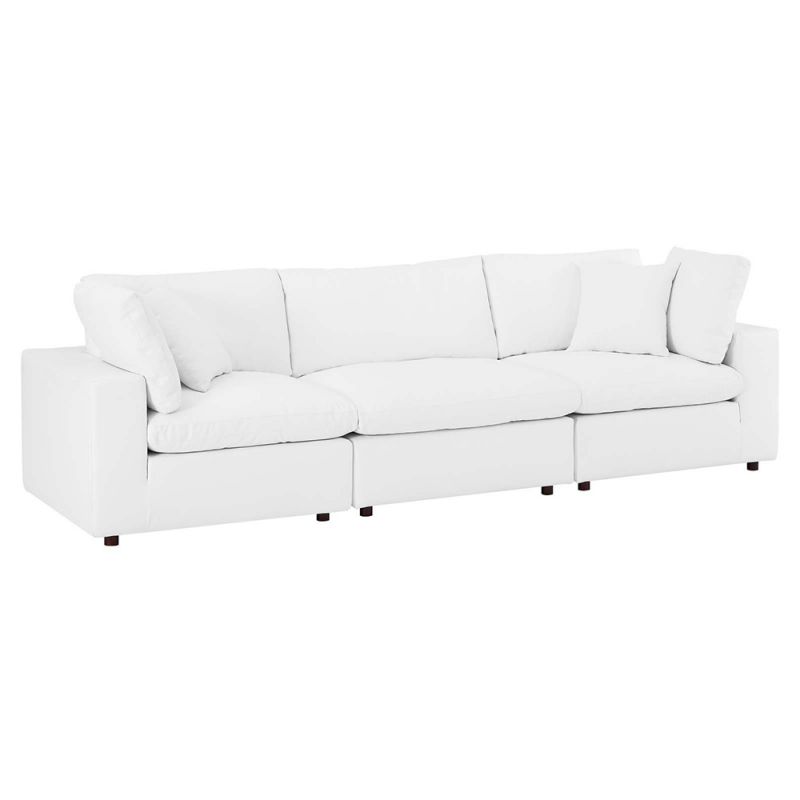 Modway - Commix Down Filled Overstuffed Vegan Leather 3-Seater Sofa - EEI-4914-WHI