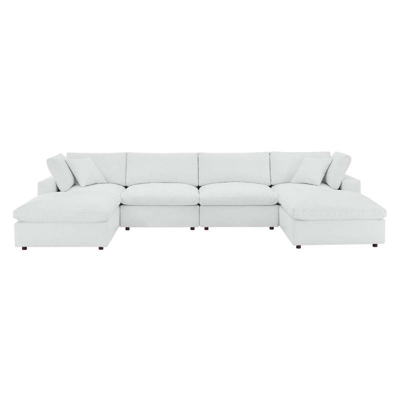 Modway - Commix Down Filled Overstuffed Vegan Leather 6-Piece Sectional Sofa in White - EEI-4918-WHI