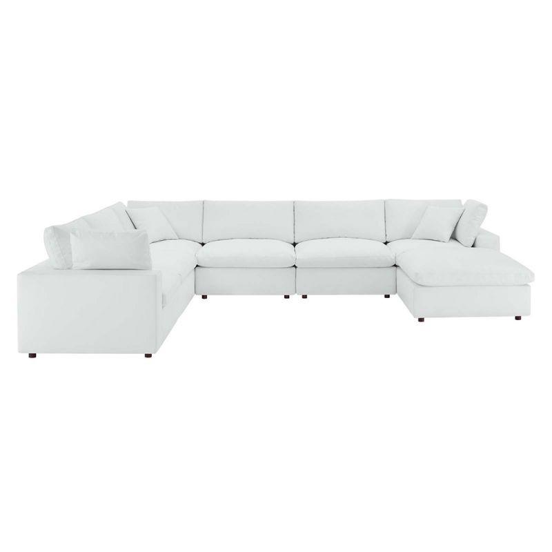 Modway - Commix Down Filled Overstuffed Vegan Leather 7-Piece Sectional Sofa in White - EEI-4922-WHI