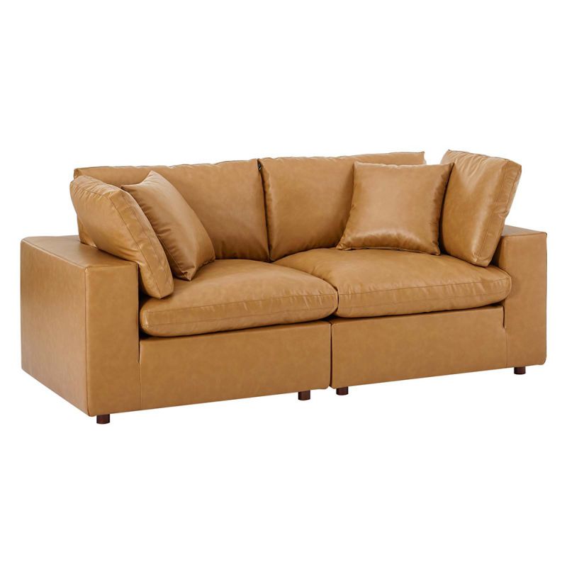 Modway - Commix Down Filled Overstuffed Vegan Leather Loveseat - EEI-4913-TAN