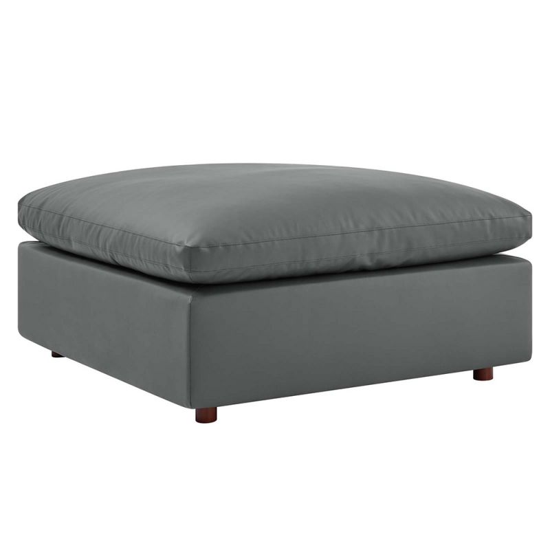 Modway - Commix Down Filled Overstuffed Vegan Leather Ottoman - EEI-4695-GRY