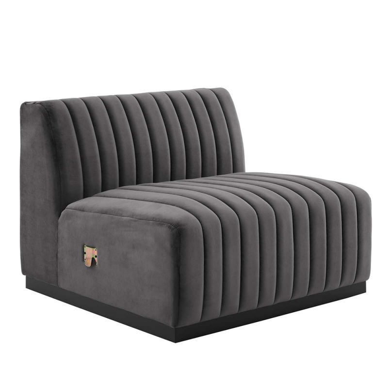 Modway - Conjure Channel Tufted Performance Velvet Armless Chair - EEI-5494-BLK-GRY