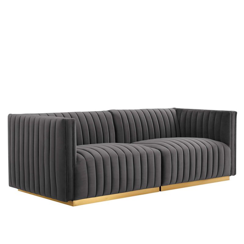 Modway - Conjure Channel Tufted Performance Velvet Loveseat - EEI-5842-GLD-GRY