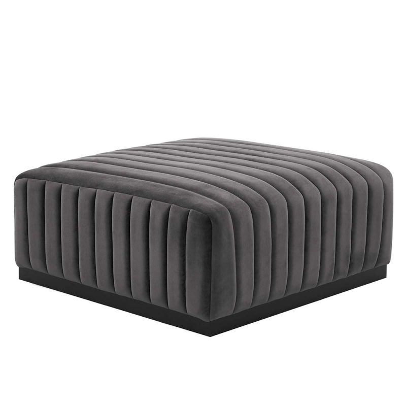 Modway - Conjure Channel Tufted Performance Velvet Ottoman - EEI-5500-BLK-GRY
