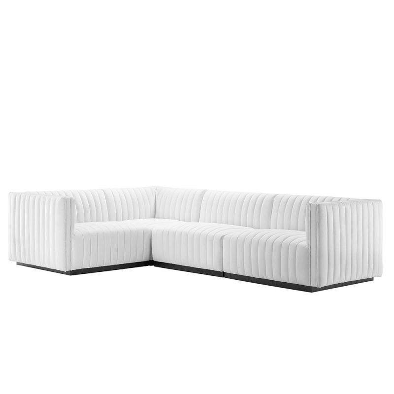 Modway - Conjure Channel Tufted Upholstered Fabric 4-Piece L-Shaped Sectional - EEI-5791-BLK-WHI