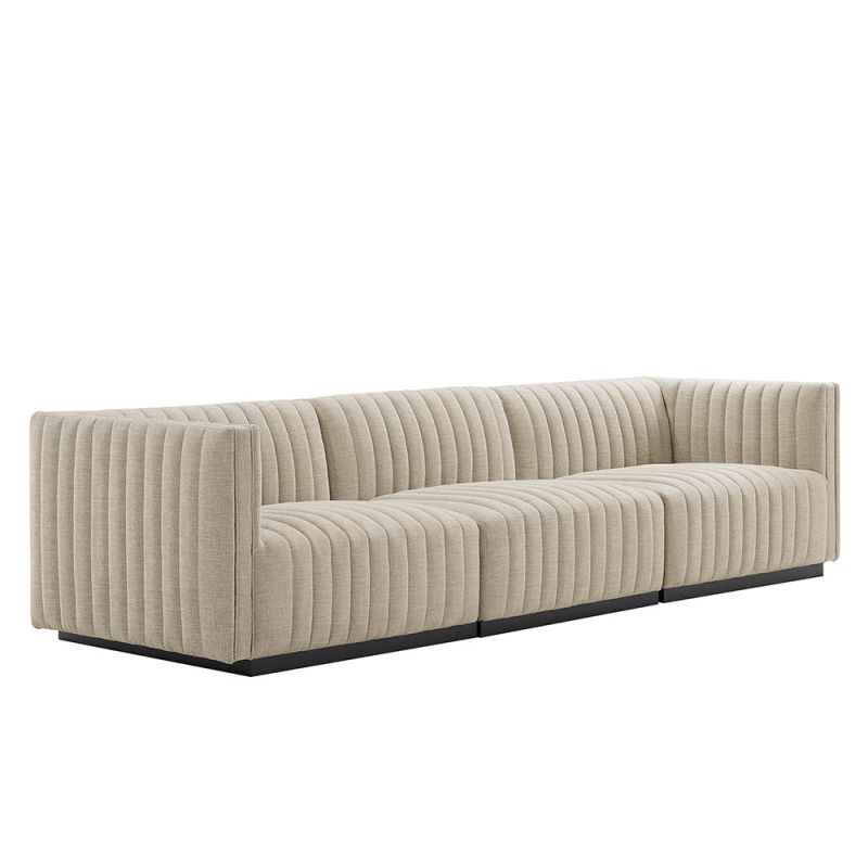 Modway - Conjure Channel Tufted Upholstered Fabric Sofa - EEI-5787-BLK-BEI