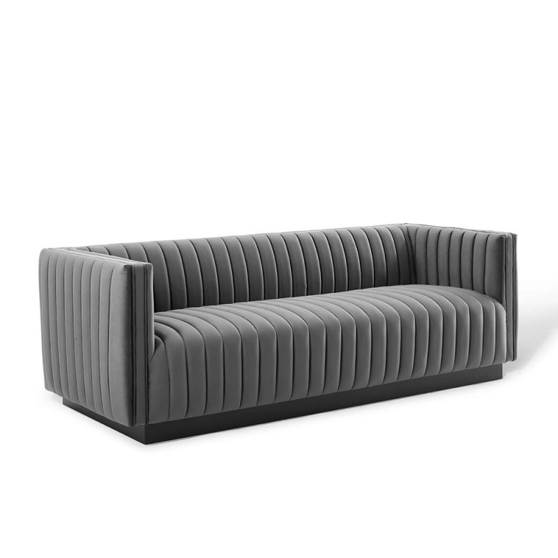 Modway - Conjure Channel Tufted Velvet Sofa - EEI-3885-GRY