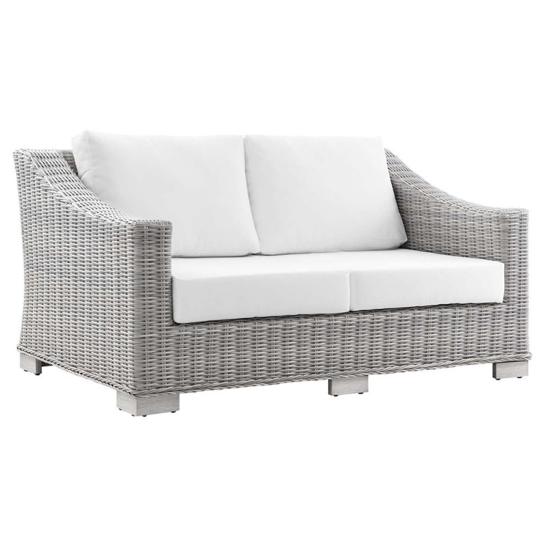 Modway - Conway Outdoor Patio Wicker Rattan Loveseat - EEI-4841-LGR-WHI