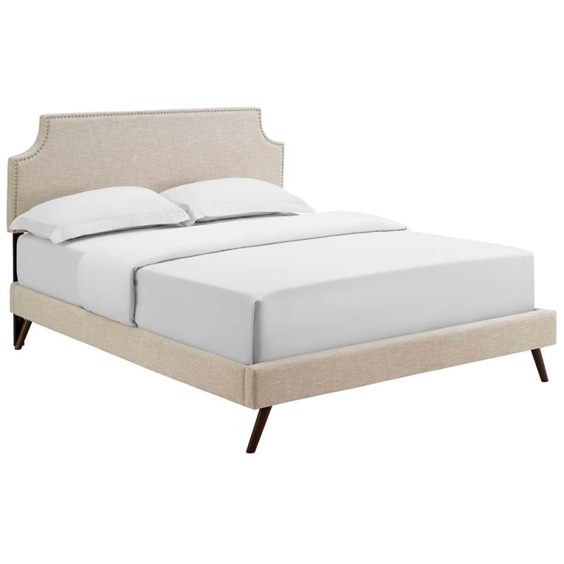 Modway - Corene Queen Fabric Platform Bed with Round Splayed Legs - MOD-5947-BEI