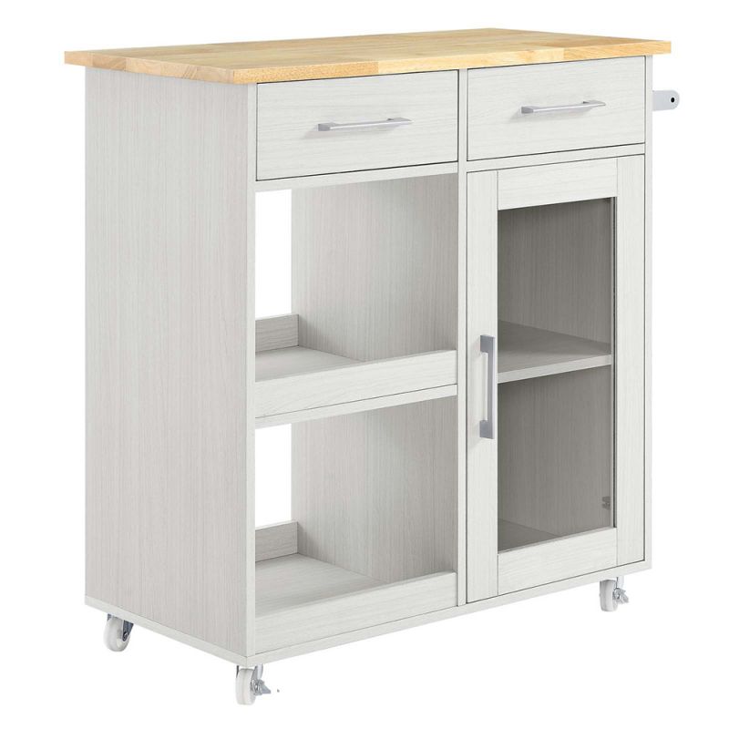 Modway - Culinary Kitchen Cart With Towel Bar - EEI-6275-WHI-NAT