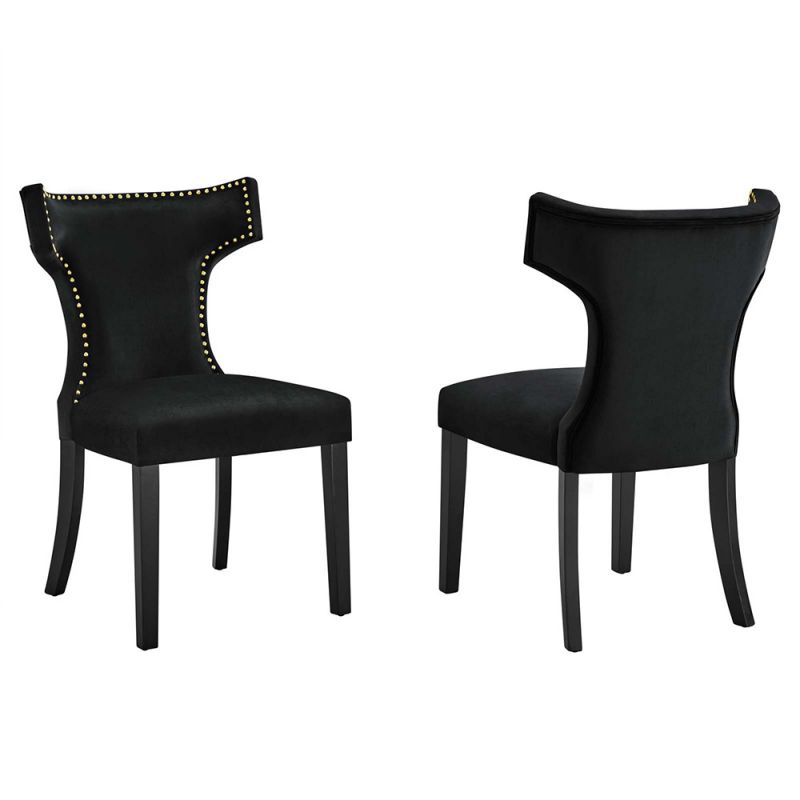 Modway - Curve Performance Velvet Dining Chairs - (Set of 2) - EEI-5008-BLK