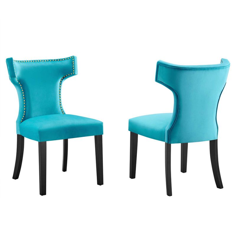 Modway - Curve Performance Velvet Dining Chairs - (Set of 2) - EEI-5008-BLU