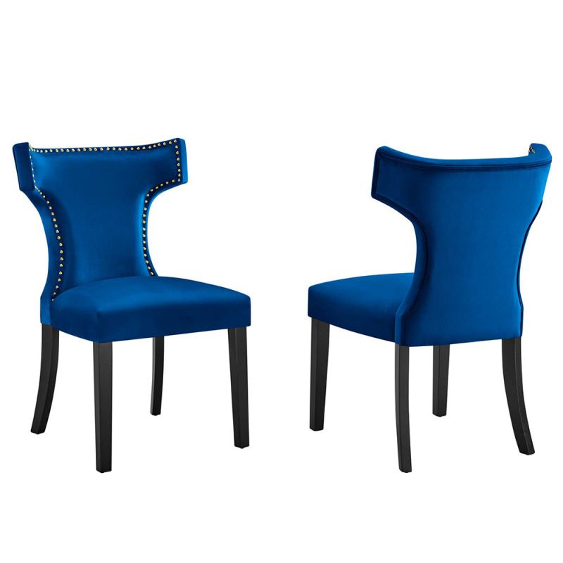 Modway - Curve Performance Velvet Dining Chairs - (Set of 2) - EEI-5008-NAV