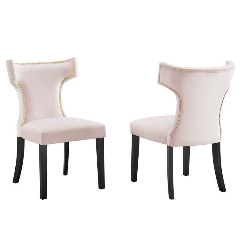 Modway - Curve Performance Velvet Dining Chairs - (Set of 2) - EEI-5008-PNK