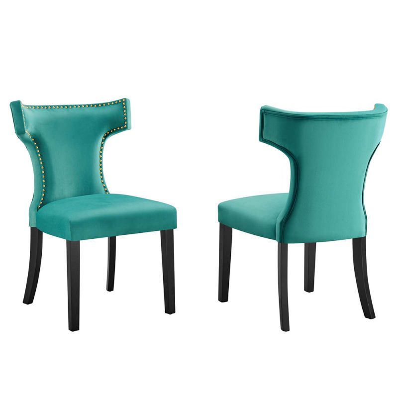 Modway - Curve Performance Velvet Dining Chairs - (Set of 2) - EEI-5008-TEA