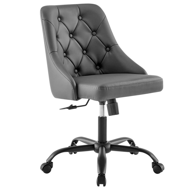 Modway - Distinct Tufted Swivel Vegan Leather Office Chair - EEI-4370-BLK-GRY