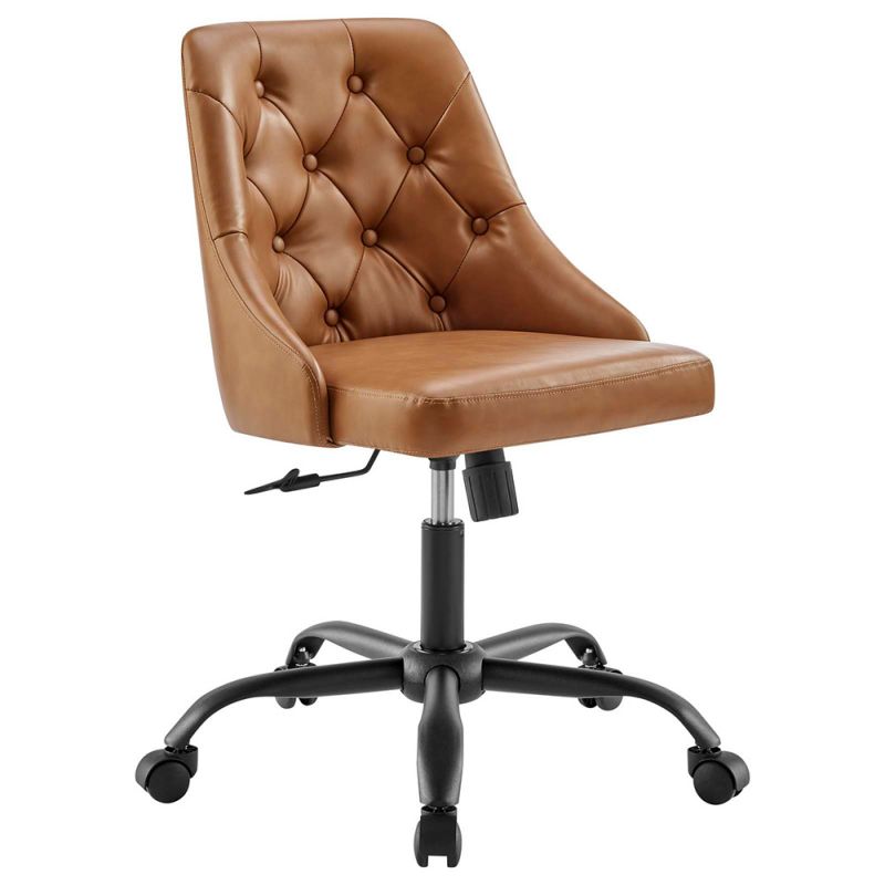 Modway - Distinct Tufted Swivel Vegan Leather Office Chair - EEI-4370-BLK-TAN