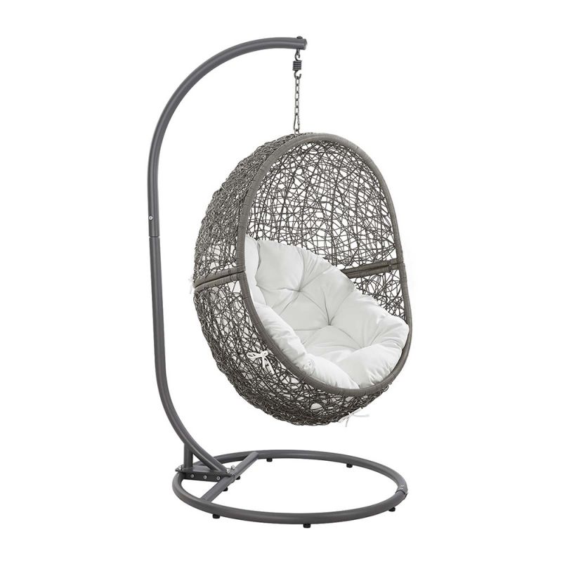 Modway - Encase Outdoor Patio Rattan Swing Chair - EEI-6262-GRY-WHI