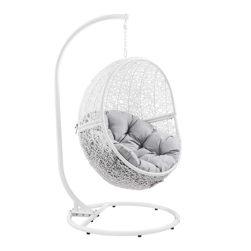 Modway - Encase Outdoor Patio Rattan Swing Chair - EEI-6262-WHI-GRY