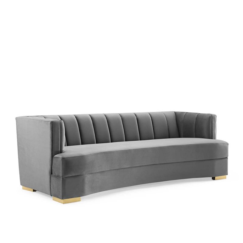 Modway - Encompass Channel Tufted Performance Velvet Curved Sofa - EEI-4134-GRY