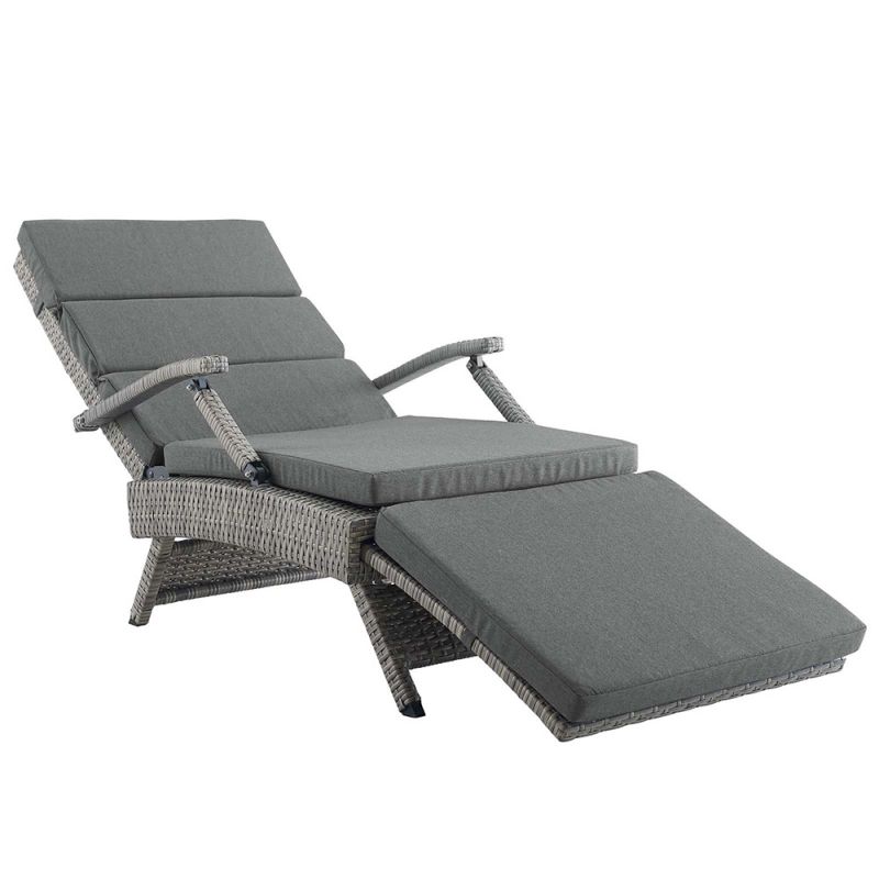 Modway - Envisage Chaise Outdoor Patio Wicker Rattan Lounge Chair - EEI-2301-LGR-CHA