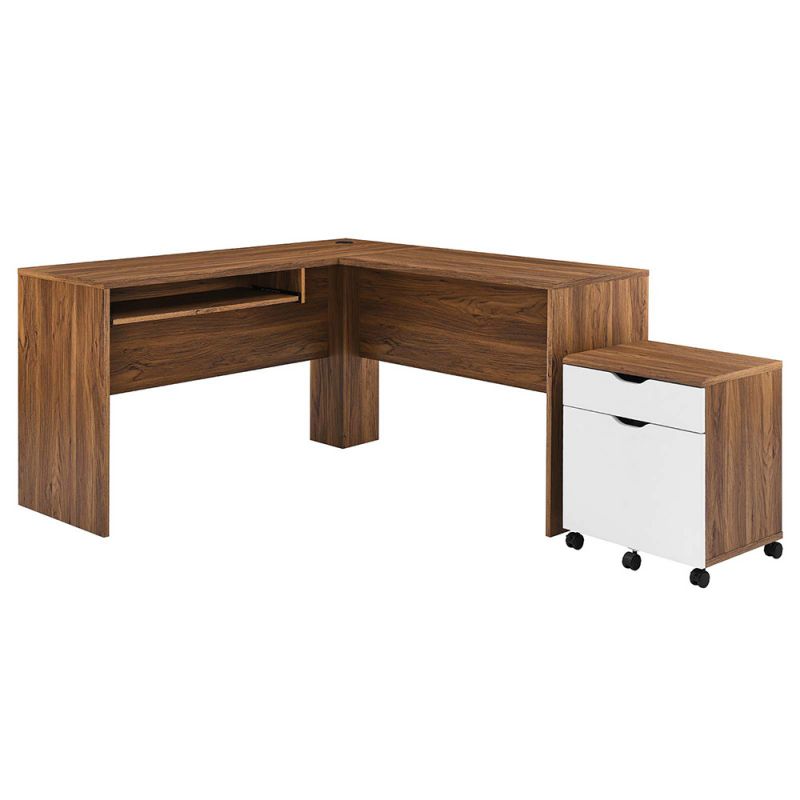 Modway - Envision Wood Desk and File Cabinet Set - EEI-5823-WAL-WHI