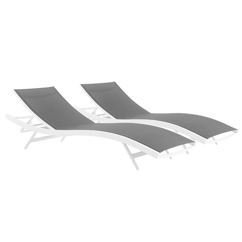 Modway - Glimpse Outdoor Patio Mesh Chaise Lounge (Set of 2) - EEI-4038-WHI-GRY