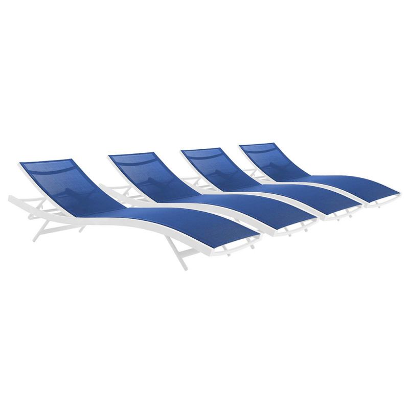 Modway - Glimpse Outdoor Patio Mesh Chaise Lounge (Set of 4) - EEI-4039-WHI-NAV