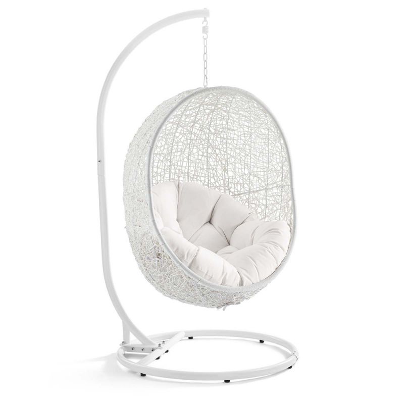 Modway - Hide Outdoor Patio Sunbrella Swing Chair With Stand - EEI-3929-WHI-WHI