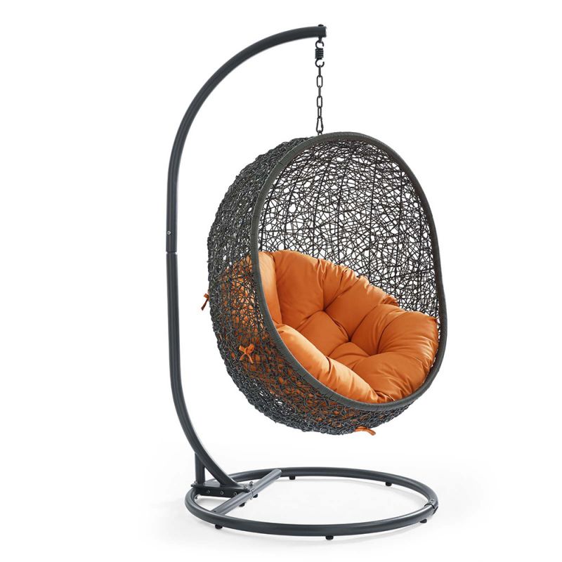 Modway - Hide Outdoor Patio Swing Chair With Stand - EEI-2273-GRY-ORA