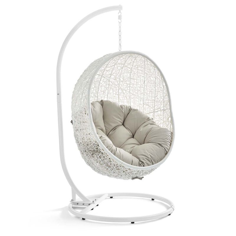 Modway - Hide Outdoor Patio Swing Chair With Stand - EEI-2273-WHI-BEI