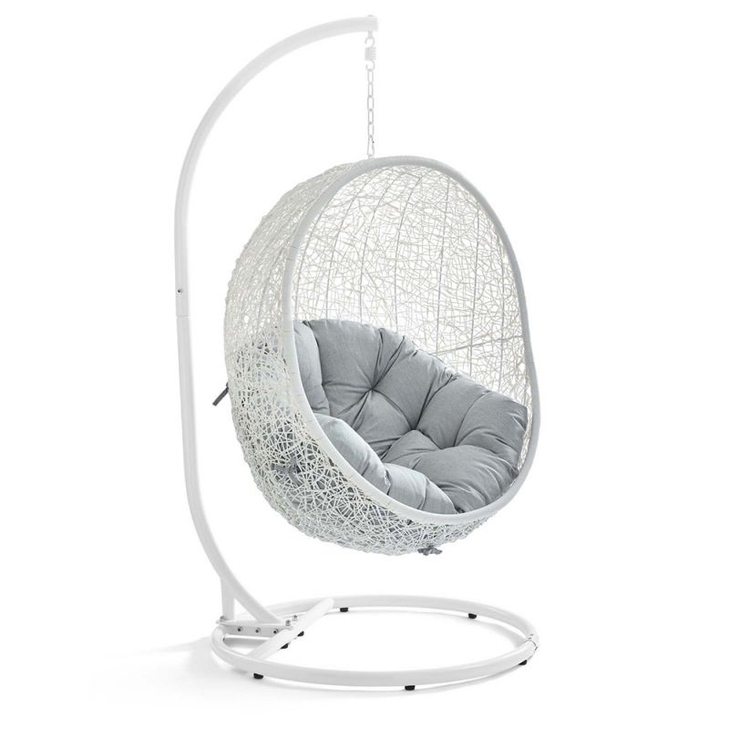 Modway - Hide Outdoor Patio Swing Chair With Stand - EEI-2273-WHI-GRY