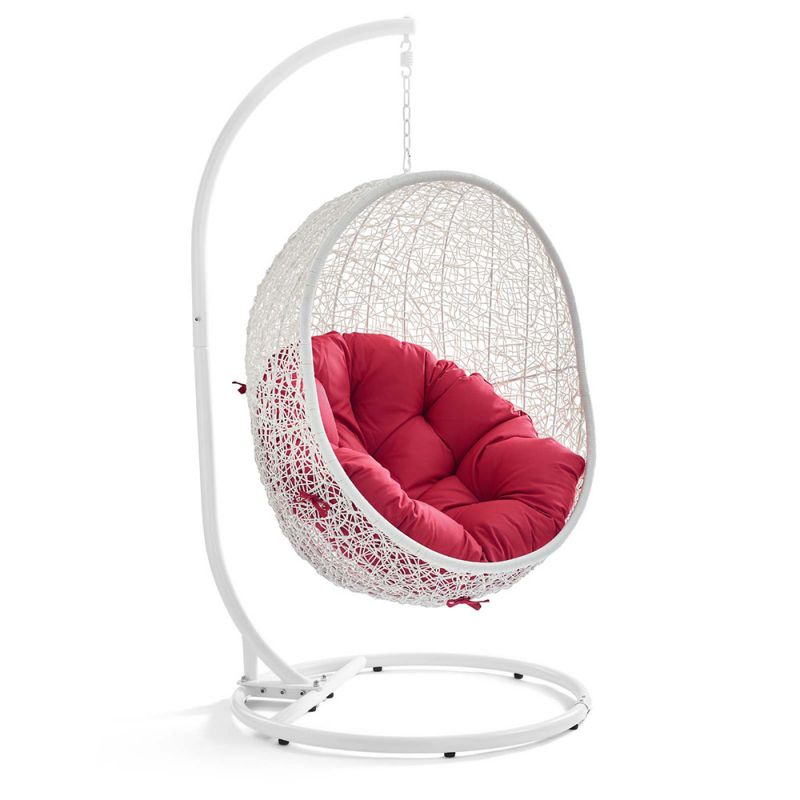 Modway - Hide Outdoor Patio Swing Chair With Stand - EEI-2273-WHI-RED