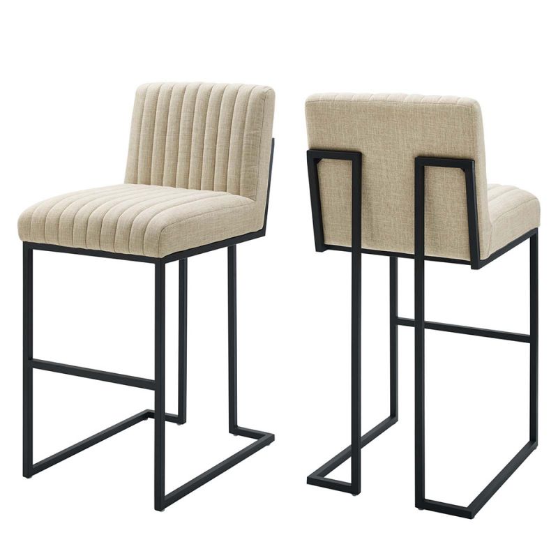 Modway - Indulge Channel Tufted Fabric Bar Stools - EEI-5742-BEI