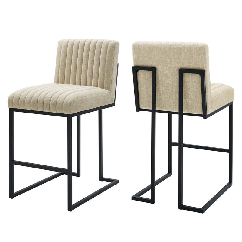 Modway - Indulge Channel Tufted Fabric Counter Stools - (Set of 2) - EEI-5741-BEI