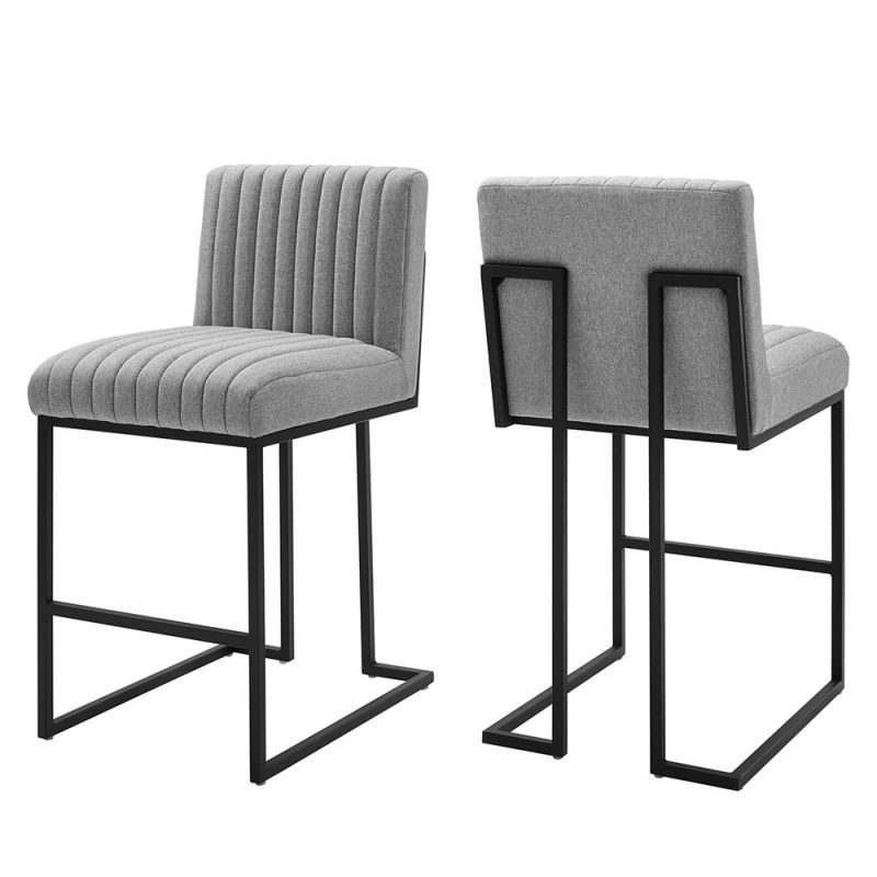Modway - Indulge Channel Tufted Fabric Counter Stools - (Set of 2) - EEI-5741-LGR