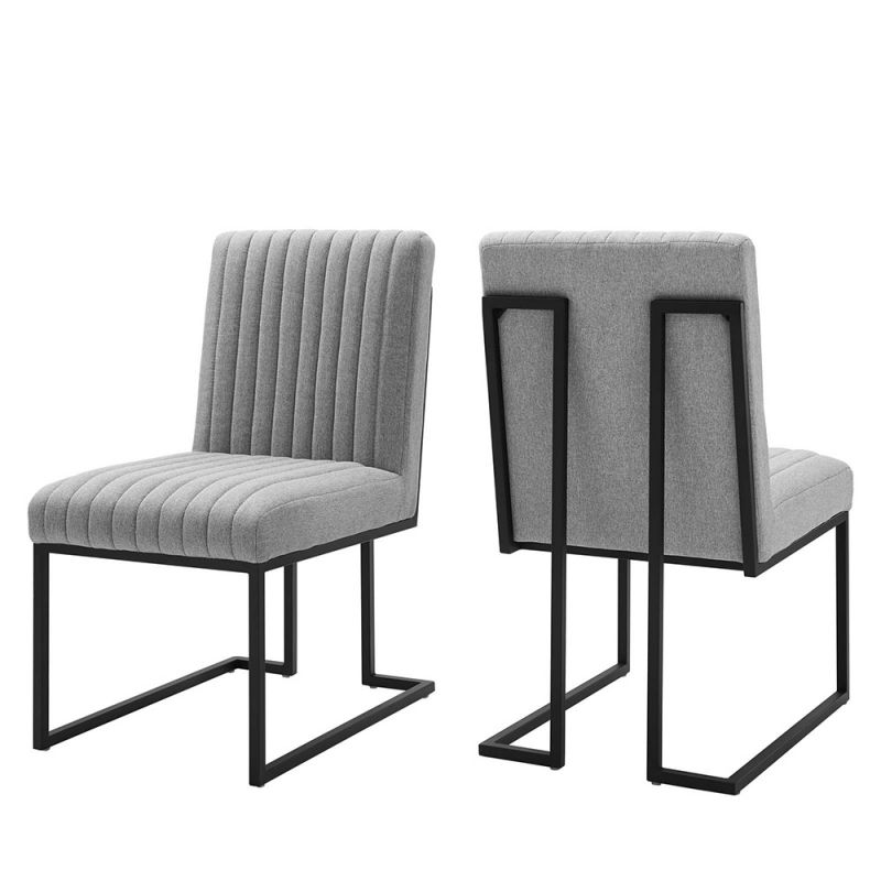 Modway - Indulge Channel Tufted Fabric Dining Chairs - (Set of 2) - EEI-5740-LGR