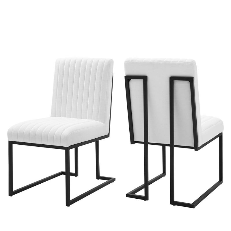 Modway - Indulge Channel Tufted Fabric Dining Chairs - (Set of 2) - EEI-5740-WHI