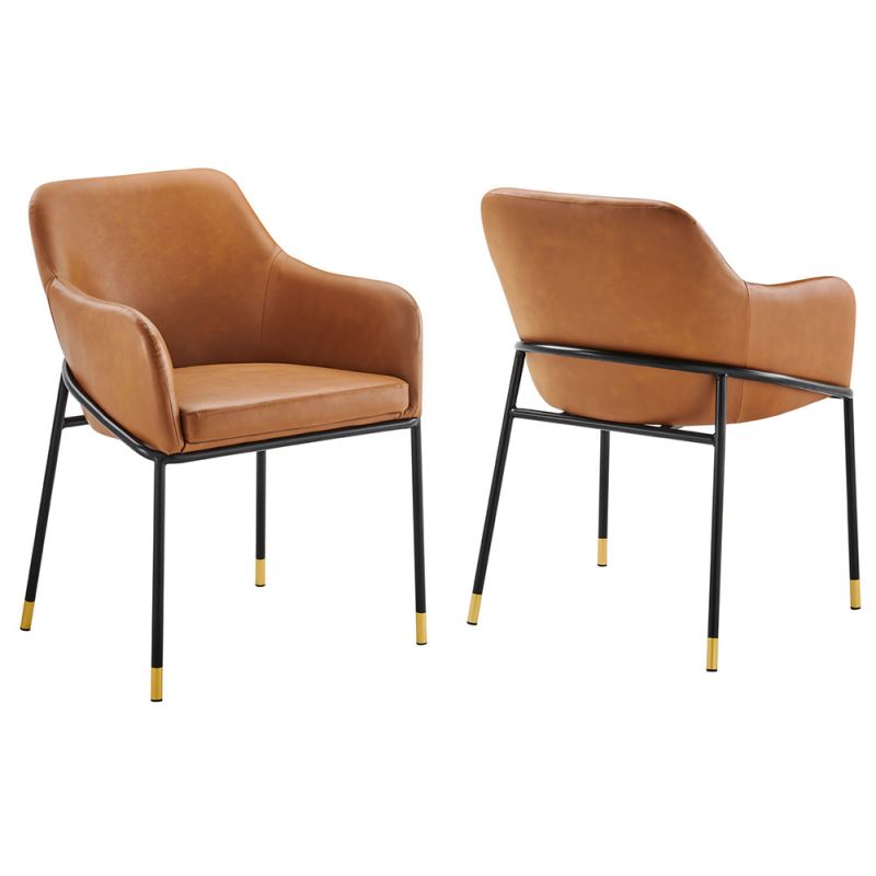 Modway - Jovi Vegan Leather Dining Chair (Set of 2) - EEI-6027-BLK-TAN