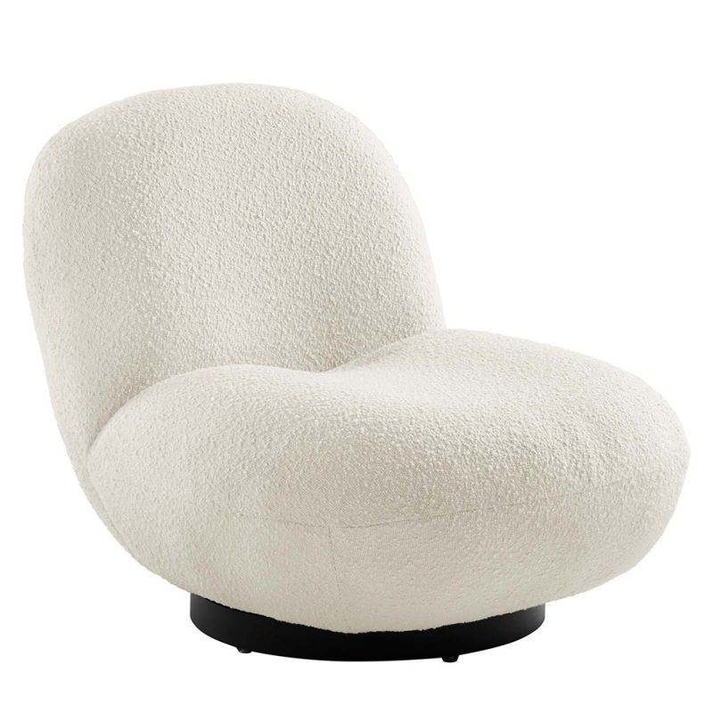 Modway - Kindred Boucle Upholstered Upholstered Fabric Swivel Chair in Black Ivory - EEI-5486-BLK-IVO