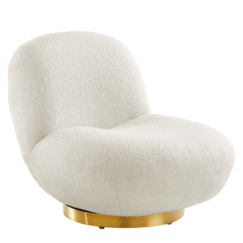 Modway - Kindred Boucle Upholstered Upholstered Fabric Swivel Chair in Gold Ivory - EEI-5485-GLD-IVO