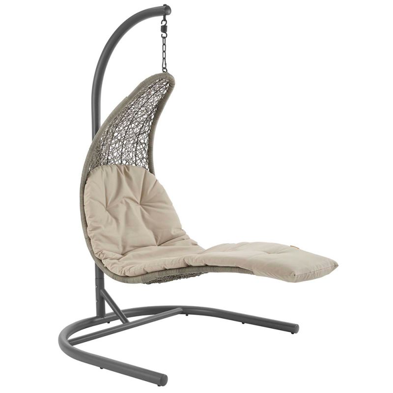 Modway - Landscape Hanging Chaise Lounge Outdoor Patio Swing Chair - EEI-2952-LGR-BEI