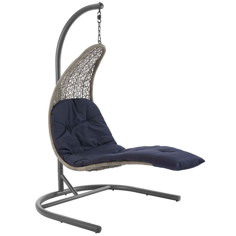 Modway - Landscape Hanging Chaise Lounge Outdoor Patio Swing Chair - EEI-2952-LGR-NAV
